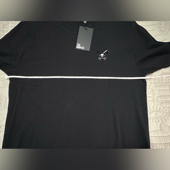 NWT The Kooples Flocked Skull Butterfly Tee Black Cotton - Picture 13 of 14